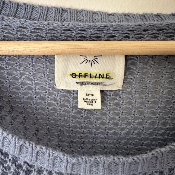 Aerie Offline Ombré Open Knit Cropped Sweater Size S travel Popover Lightweight - Picture 3 of 4